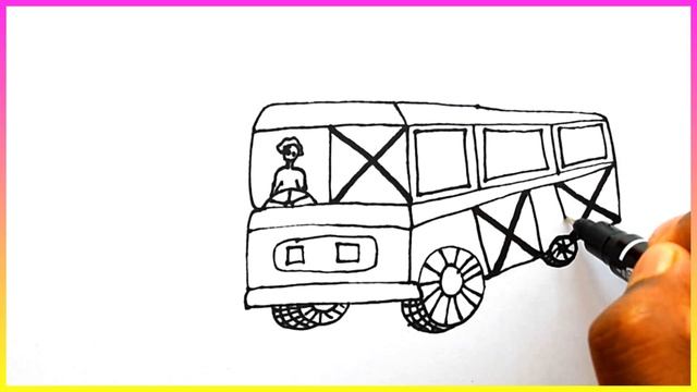 Big And Colorful Bus Drawing For Beginners Into-xxx | Colorful Big Bus Drawing Video Challenge смотреть онлайн