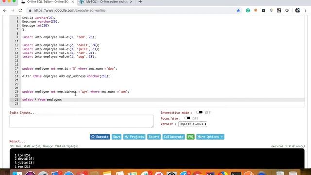 SQL Part 2--- The ALTER , UPDATE and OrderBY TABLE Command смотреть онлайн