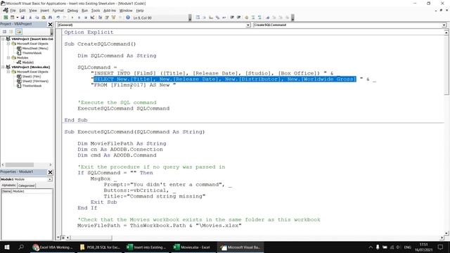 Excel VBA Introduction Part 58.28 - SQL for Excel Files - Inserting Data into an Existing Sheet смотреть онлайн