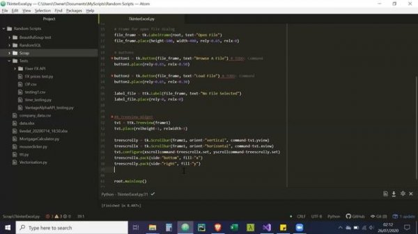 How to view Excel File or Pandas DataFrame in Tkinter (Python GUI)