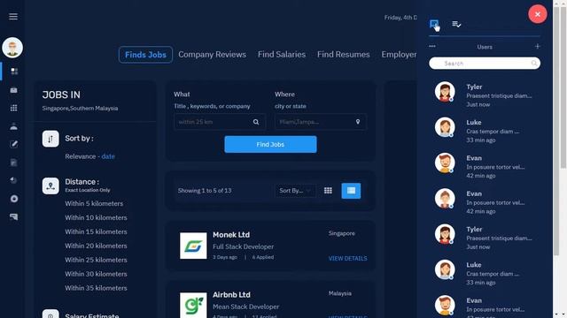 Job Board Dashboard Admin Template Bootstrap 5 with LTR Mini Sidebar Dark Theme смотреть онлайн