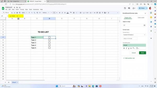 Google Sheets составление базового списка дел за 2 минуты