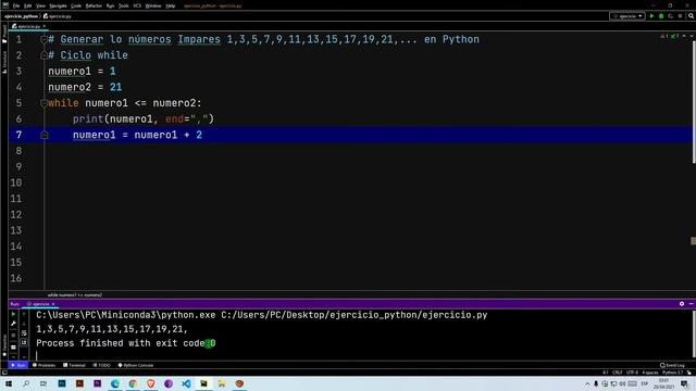 Generar los números Impares: 1,3,5,7,9,11,13,15,17,19,21,... en Python смотреть онлайн