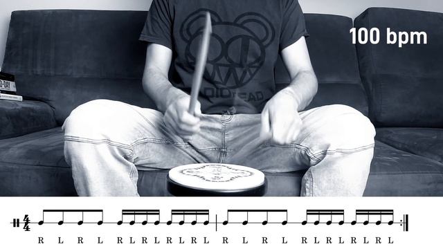 Single Stroke Roll - Play Along - 100 BPM - Rudiment Drum Lesson for Beginners and Intermediate смотреть онлайн