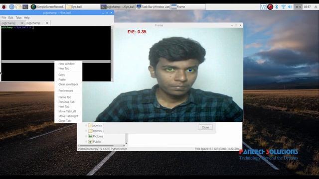 Eye Ball Cursor using Raspberry Pi with Open CV python смотреть онлайн