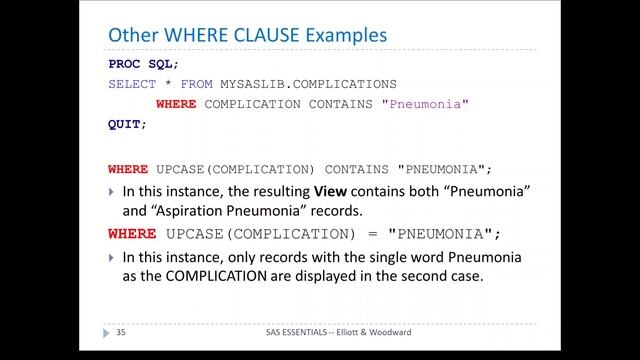 Chapter 9, Intro to SAS PROC SQL, Tutorial, SAS Essentials, Alan Elliott & Wayne Woodward смотреть онлайн