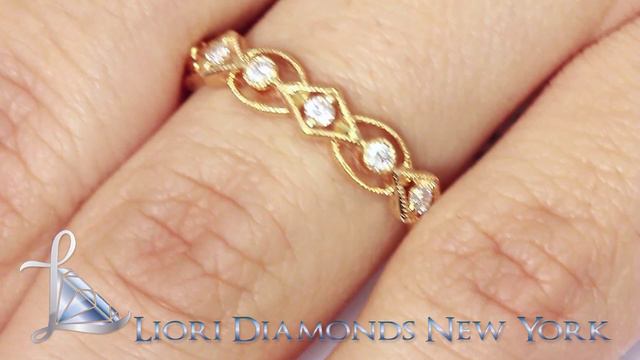 WBAJ-131-Y - 0.22 Carat Diamond Wedding Band Stackable Ring 14k Yellow Gold смотреть онлайн