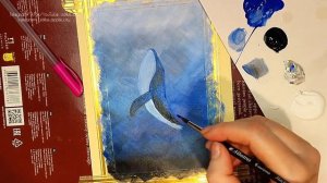Простой рисунок синего кита акриловыми красками 🐳💙Blue whale drawing easy. #videolesson #рисунокита