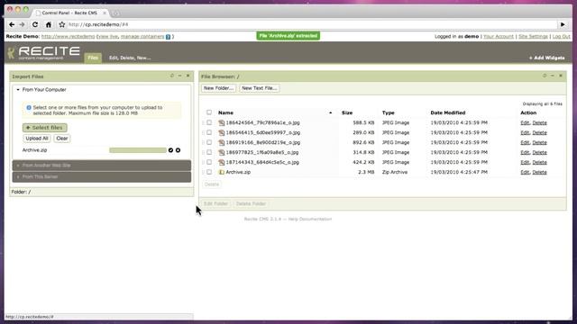 Recite CMS: Uploading Files to the Control Panel смотреть онлайн