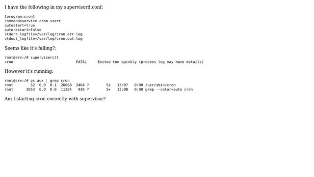 Ubuntu: start cron service with supervisor смотреть онлайн