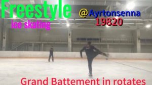 Freestyle ice skating. Grand Battement in rotates.  Гранд Батман с петли вперед во вращении