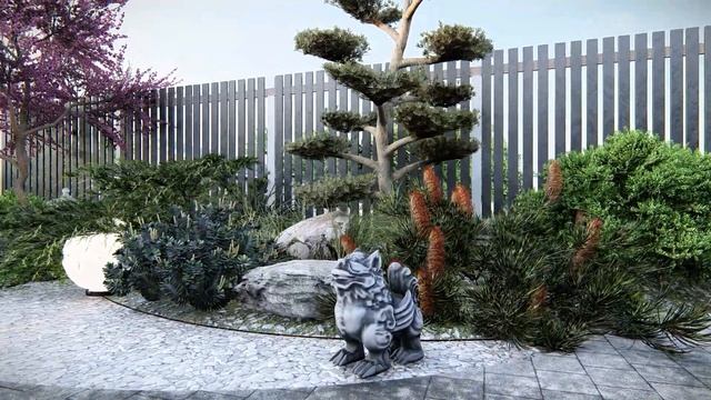 Видео проект ландшафтный дизайн 10 соток, г. Краснодар в японском стиле смотреть онлайн