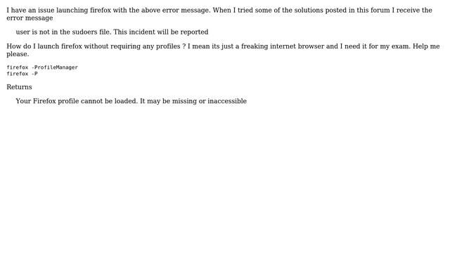 Ubuntu: Your Firefox Profile Cannot Be Loaded. It May Be Missing Or Inaccessible