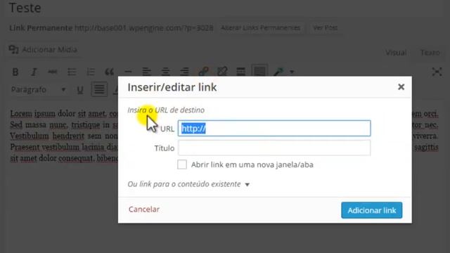 Como inserir um link em seu post de Wordpress смотреть онлайн