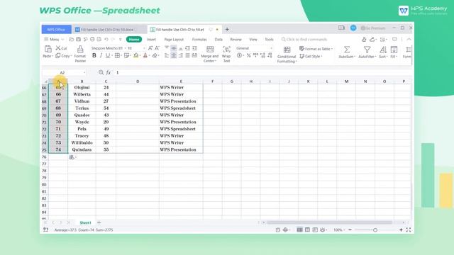 [WPS Academy] 1.7.1 Excel:Fill handle Use Ctrl+D to fill смотреть онлайн