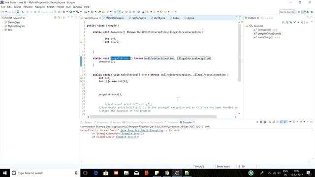 Java Exception handling and throws смотреть онлайн