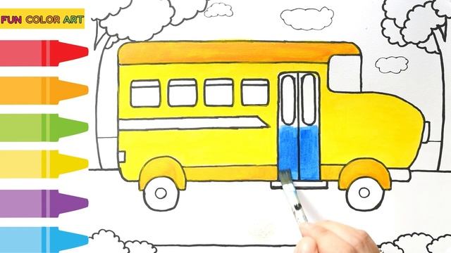 Wheels on The Bus | How To Draw a School Bus Easy For Kids | Nursery Rhymes | Draw Wheels On The Bu смотреть онлайн