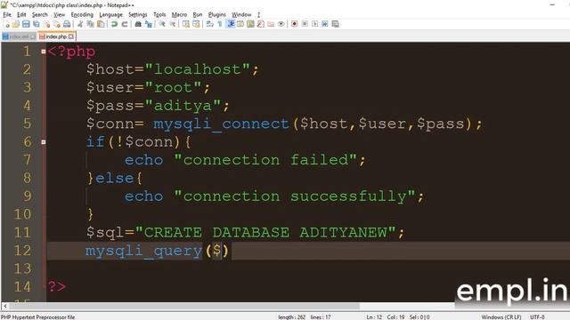 php tutorial MySQL Database hindi part 2 Create Database смотреть онлайн