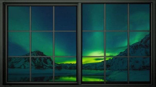 Fake Window Aurora Night (Projector) | Relaxing Music | Calming, Ambience, Aurora Borealis
