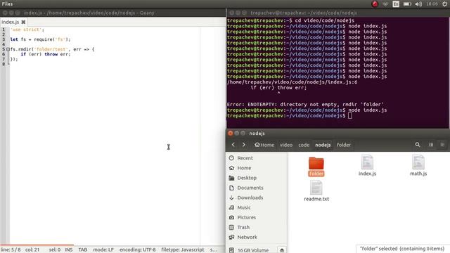 Создание, удаление и чтение папок на NodeJS смотреть онлайн