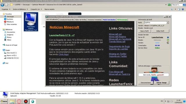 Como optimizar minecraft y solucionar el error exit code -1 (Podrer Jugar en una intelgma 3100) смотреть онлайн