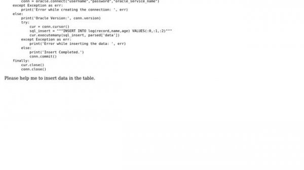 Python cx_oracle error: expecting string or bytes object