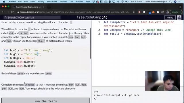 Match Anything with Wildcard Period (Regular Expressions) freeCodeCamp tutorial смотреть онлайн