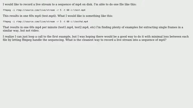 How to use ffmpeg to extract live stream into a sequence of mp4? смотреть онлайн