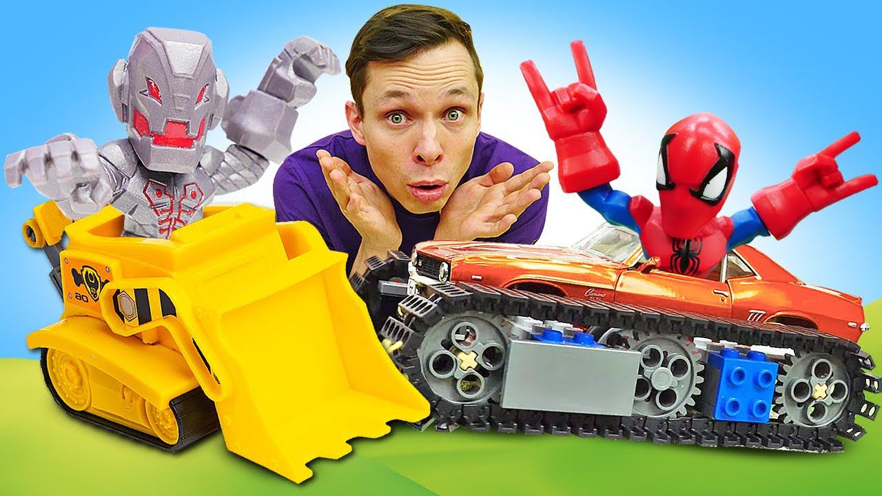Игры машинки и супергерои - Человек Паук и Фёдор против Альтрона! - Сборник видео игрушки для детей смотреть онлайн