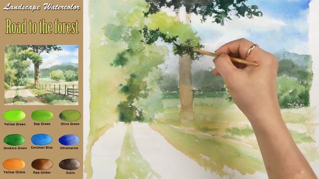 [ 3 minute Watercolor ] Without Sketch Landscape Watercolor - Road to the forest. NAMIL ART смотреть онлайн