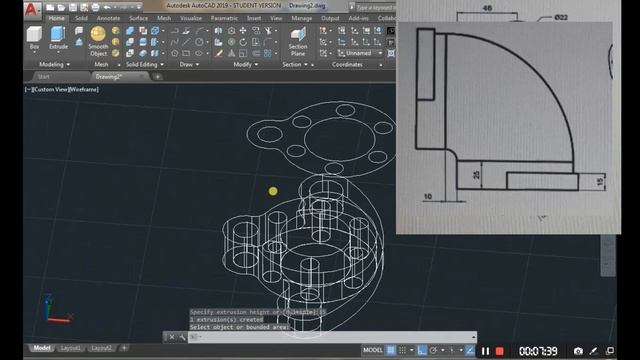 AUTOCAD 3D / drawing exercise 12| çizim örnekleri revolve tool смотреть онлайн