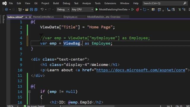 22 | How To Pass Model Data From Controller To View Using ViewData, ViewBag & TempData (Hindi/Urdu) смотреть онлайн