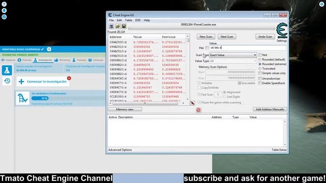 Planet Coaster Infinite money and Instant Research Tmato Cheat Engine смотреть онлайн