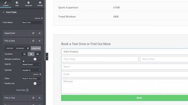 Elementor Forms Conditional Logic with Dynamic Content for Elementor