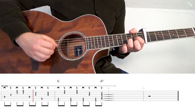 The Beatles - Here Comes The Sun Intro Guitar Riff (with Tabs) смотреть онлайн