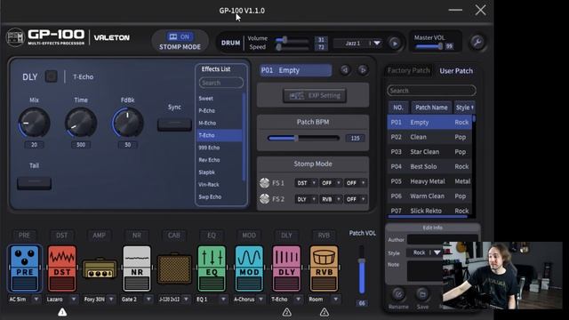 Valeton GP-100 - Multi Effects Guitar Pedal - Demo