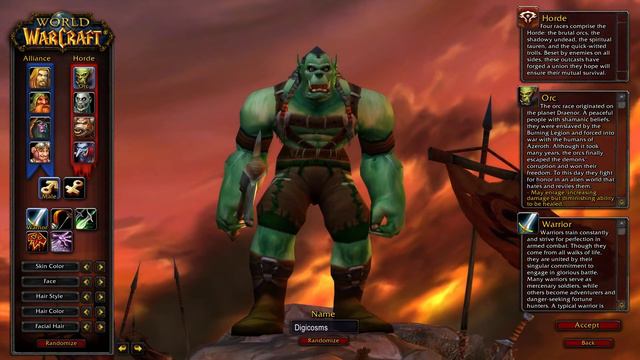 Vanilla/Classic World of Warcraft (1.12.1) Male, Orc Character Creation смотреть онлайн