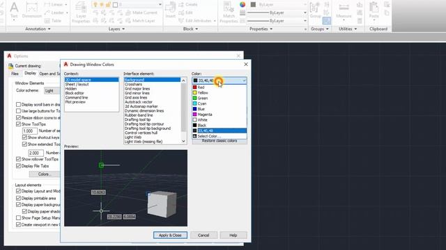 สอนAutoCAD 2019 การปรับสีเมนู สีหน้าจอ สีและขนาด Cursor смотреть онлайн
