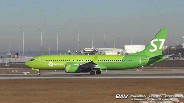 Boeing 737 MAX 8 - S7 Airlines VQ-BGV - Takeoff At Munich Airport [2160p]