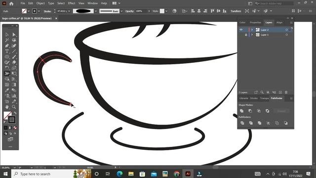 Width Tool Tutorial Adobe Illustrator Untuk Pemula l Membuat Logo Coffee смотреть онлайн