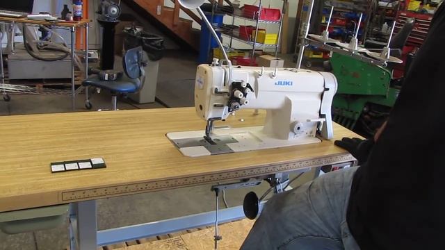 Juki LH-3128 Commercial Double Needle Lockstitch Sewing Machine Clutch Motor Table