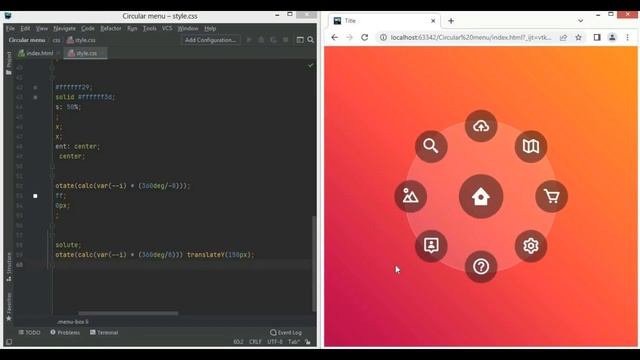 Построение радиального меню с помощью переменных и функции calc() | Верстка HTML CSS смотреть онлайн