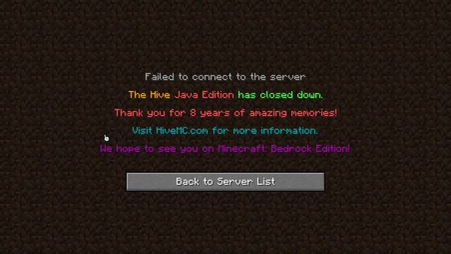 Me When Hive Java edition Closed Down: смотреть онлайн