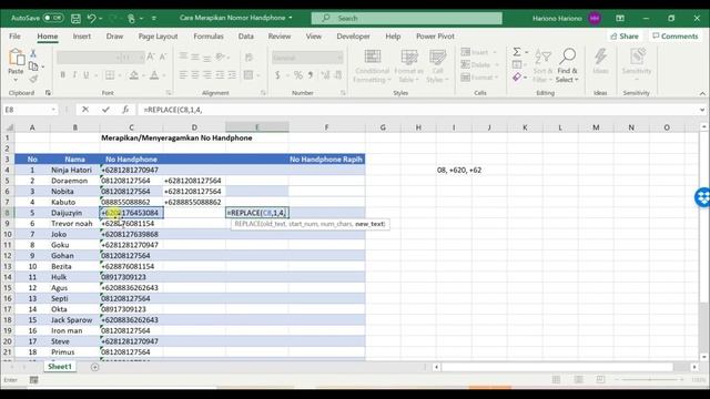 Cara Merapihkan Format Nomor HP di Excel | Cara Merubah Format No HP +62, 08, +620 Menjadi 62 Exce смотреть онлайн
