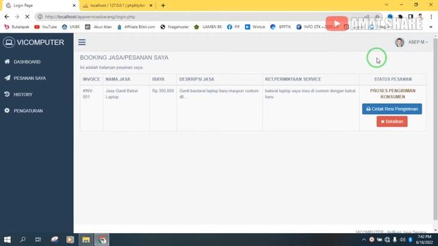 Demo Aplikasi Web Jasa Service Elektronik Online Berbasis PHP MYSQLi смотреть онлайн