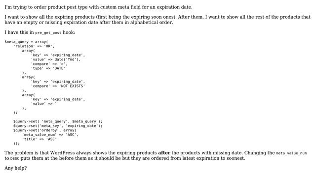 Wordpress: WP Query - order posts by meta field first and then order the rest смотреть онлайн