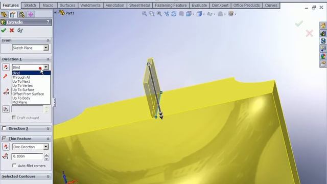 SolidWorks Open Profile Sketch Cut смотреть онлайн