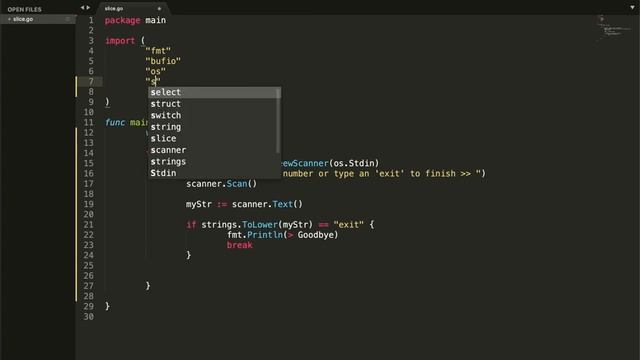 golang go language slice, scanner string, convert string to an integer and sorting a slice смотреть онлайн