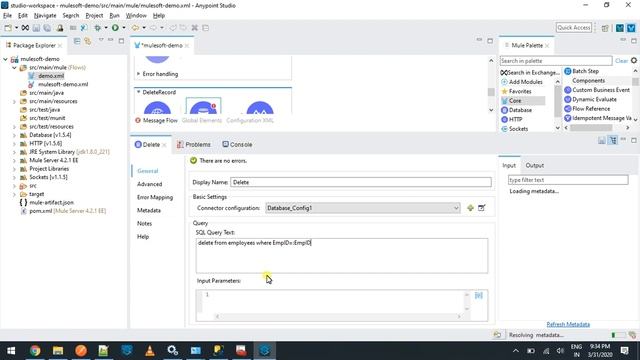 Mulesoft 4.2 - Anypoint Studio - How to delete records from a database table in mule esb смотреть онлайн