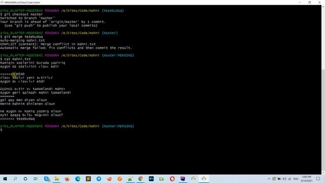 Konfliktin Həlli | Git Dərsləri